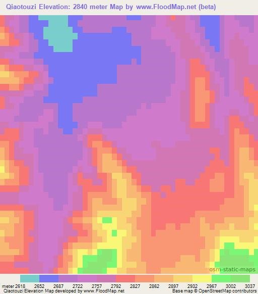 Qiaotouzi,China Elevation Map