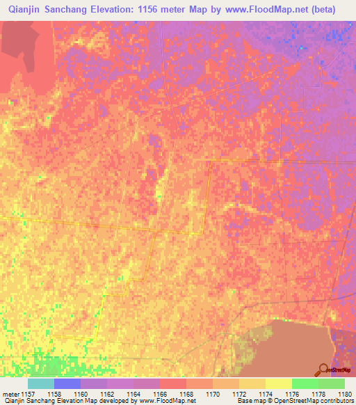 Qianjin Sanchang,China Elevation Map