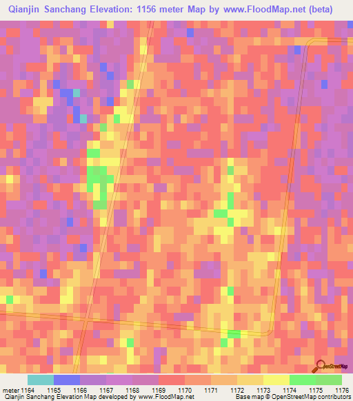 Qianjin Sanchang,China Elevation Map
