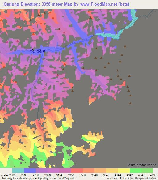 Qarlung,China Elevation Map