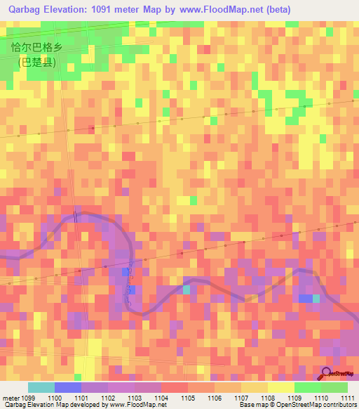 Qarbag,China Elevation Map