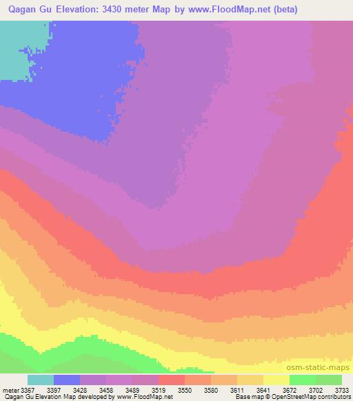 Qagan Gu,China Elevation Map