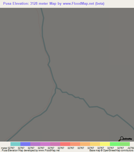 Pusa,China Elevation Map
