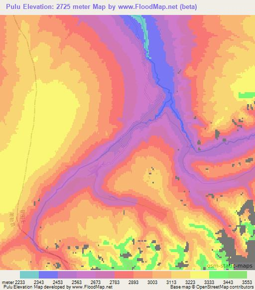 Pulu,China Elevation Map