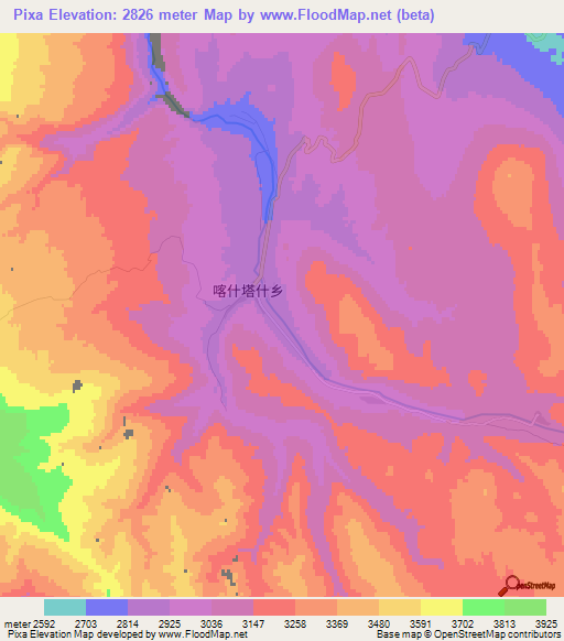 Pixa,China Elevation Map