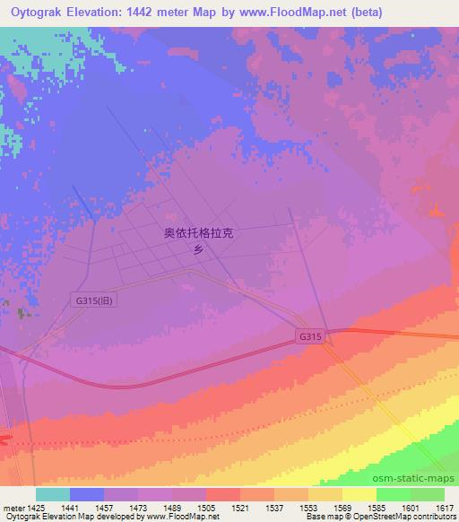 Oytograk,China Elevation Map