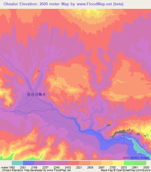Ohsalur,China Elevation Map