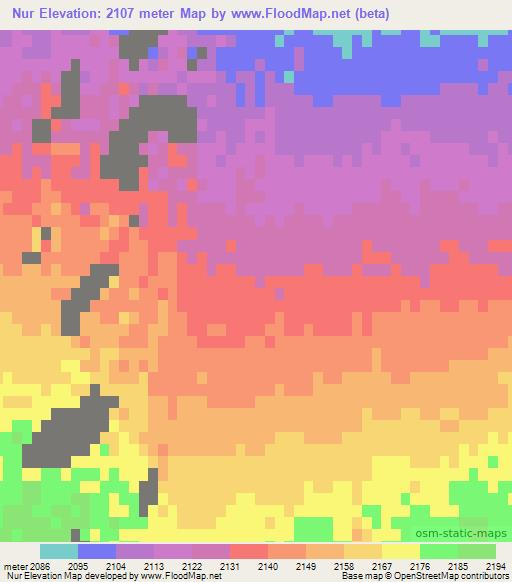 Nur,China Elevation Map