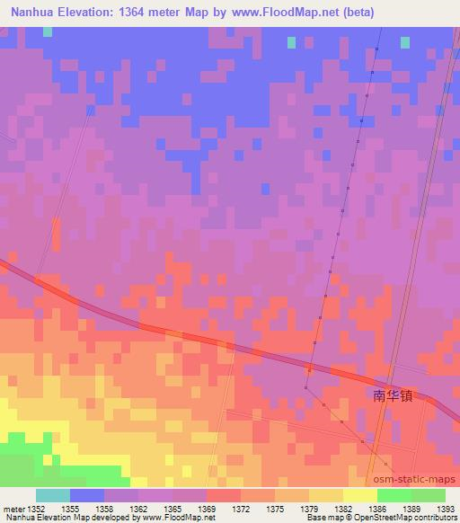 Nanhua,China Elevation Map