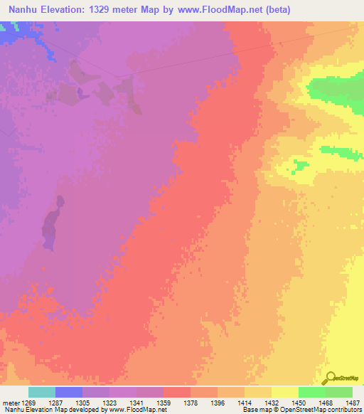 Nanhu,China Elevation Map