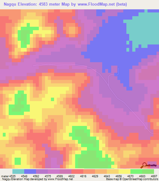 Nagqu,China Elevation Map