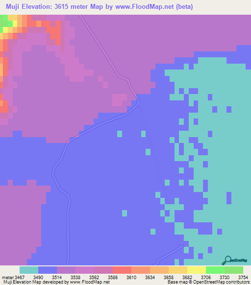 Muji,China Elevation Map
