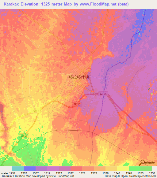Karakax,China Elevation Map