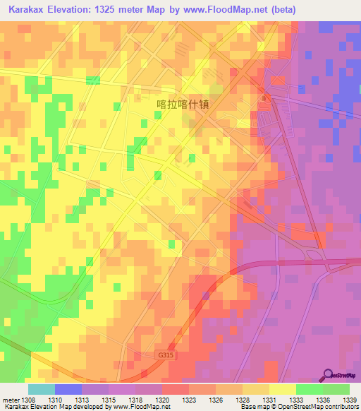 Karakax,China Elevation Map