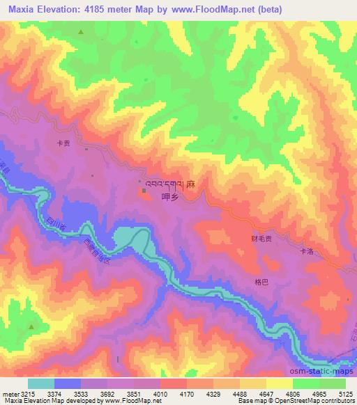 Maxia,China Elevation Map