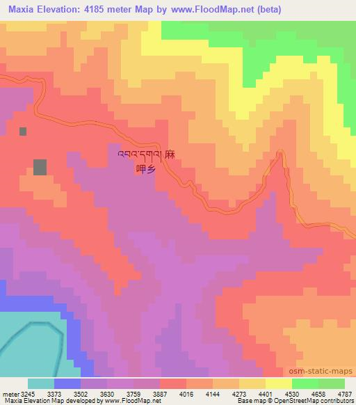 Maxia,China Elevation Map