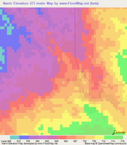 Namir,Syria Elevation Map