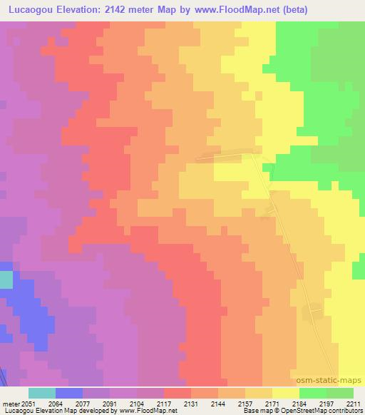 Lucaogou,China Elevation Map