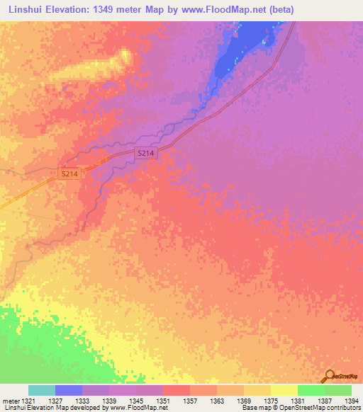 Linshui,China Elevation Map