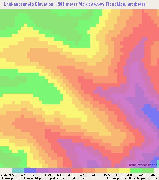 Lhakangsumdo,China Elevation Map