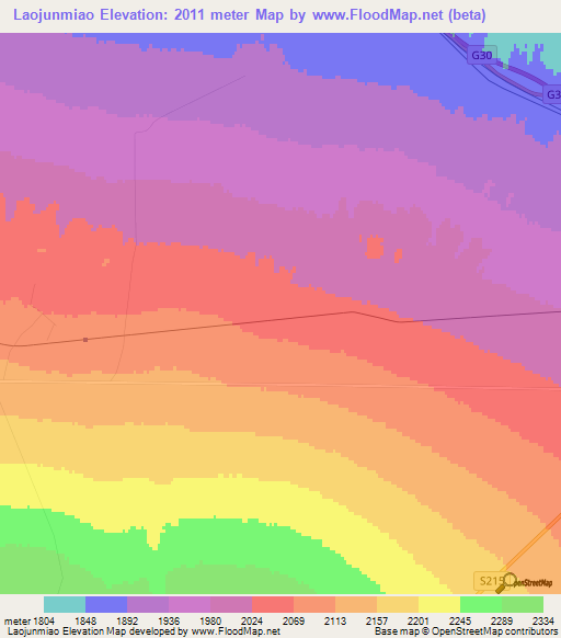 Laojunmiao,China Elevation Map