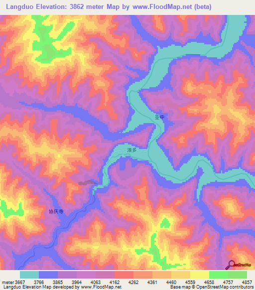 Langduo,China Elevation Map