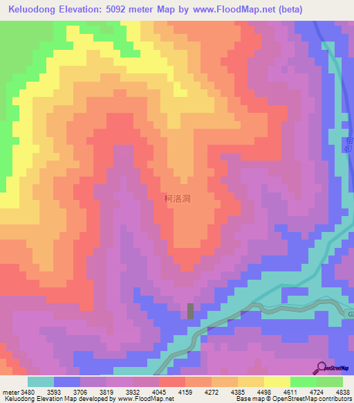 Keluodong,China Elevation Map