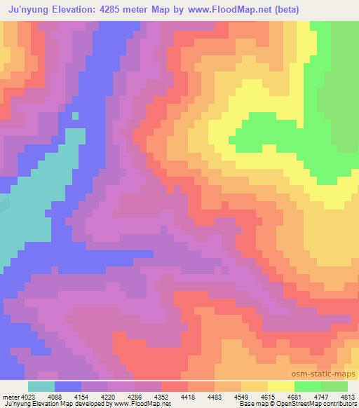 Ju'nyung,China Elevation Map
