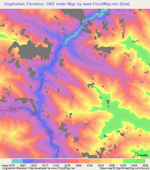 Jingtieshan,China Elevation Map