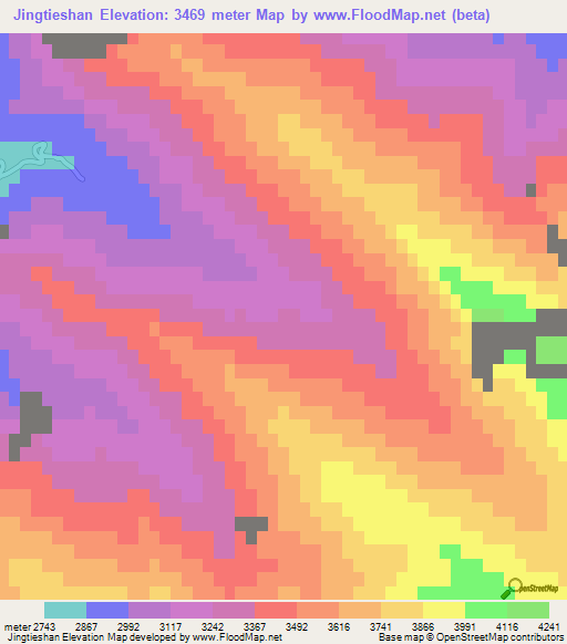 Jingtieshan,China Elevation Map