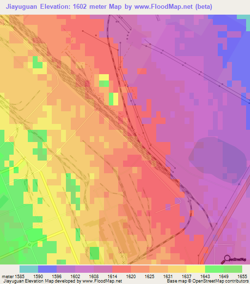 Jiayuguan,China Elevation Map