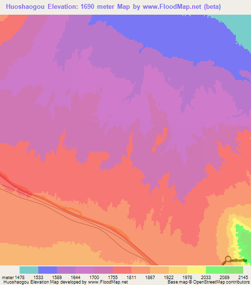 Huoshaogou,China Elevation Map