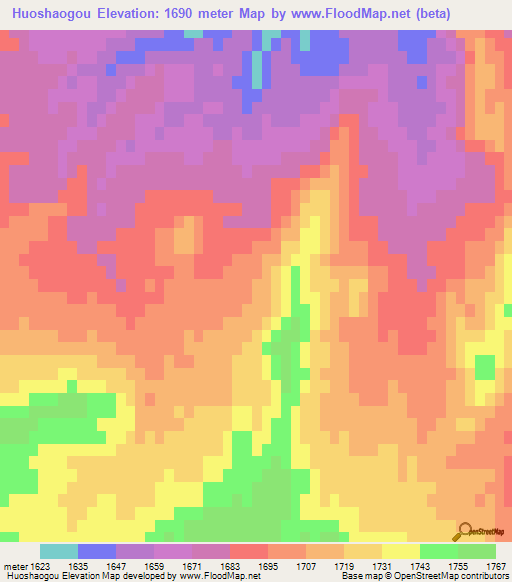 Huoshaogou,China Elevation Map