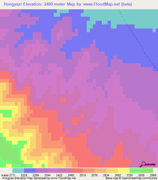 Hongyazi,China Elevation Map