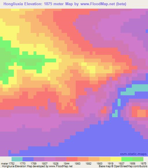 Hongliuxia,China Elevation Map