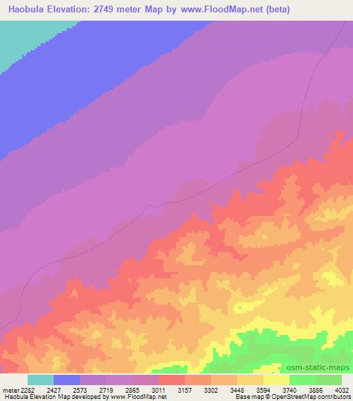 Haobula,China Elevation Map