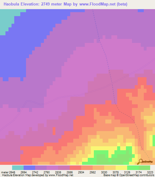 Haobula,China Elevation Map