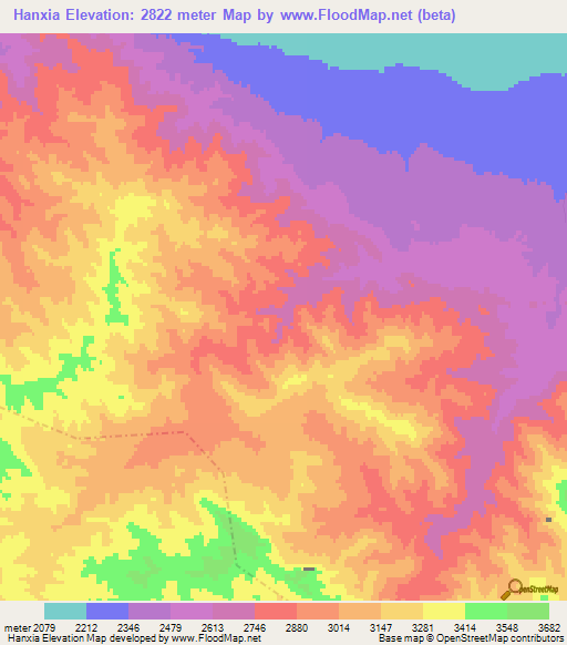 Hanxia,China Elevation Map