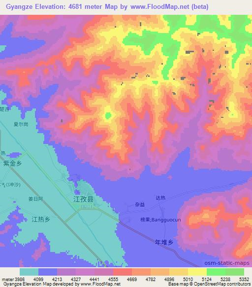 Gyangze,China Elevation Map