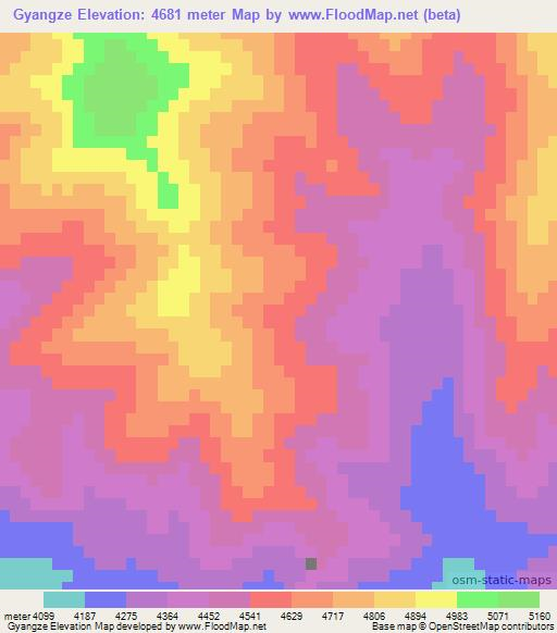 Gyangze,China Elevation Map