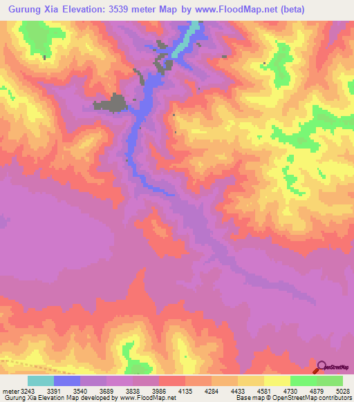 Gurung Xia,China Elevation Map