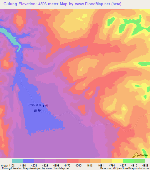 Gulung,China Elevation Map
