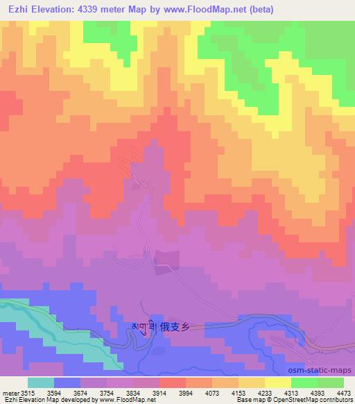 Ezhi,China Elevation Map