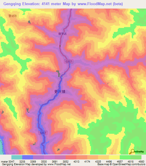 Gengqing,China Elevation Map