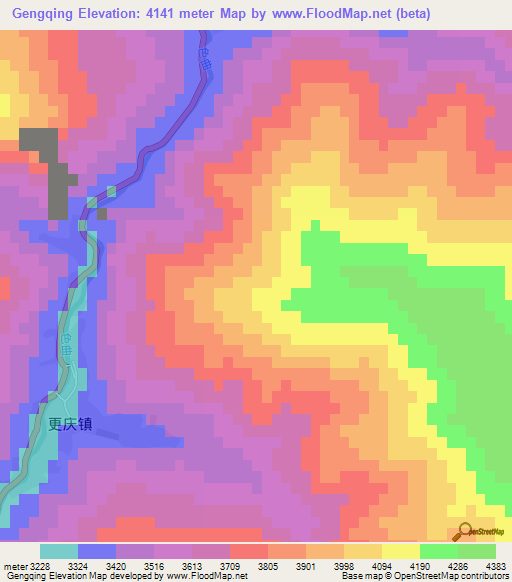 Gengqing,China Elevation Map