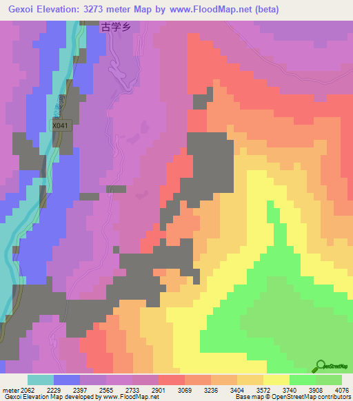 Gexoi,China Elevation Map