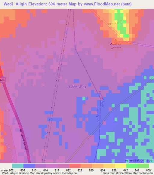 Wadi `Aliqin,Syria Elevation Map