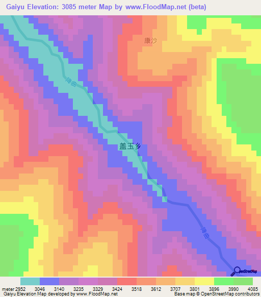 Gaiyu,China Elevation Map
