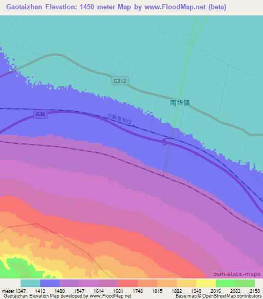 Gaotaizhan,China Elevation Map