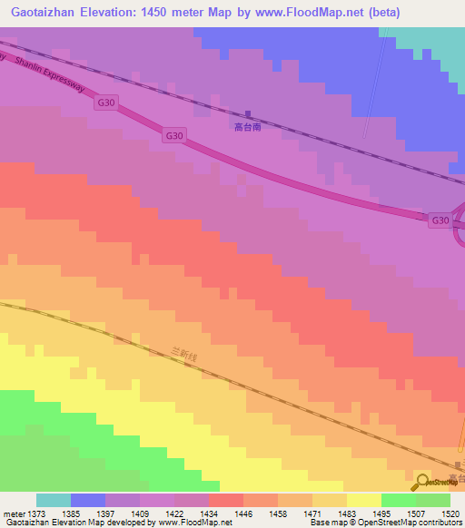 Gaotaizhan,China Elevation Map
